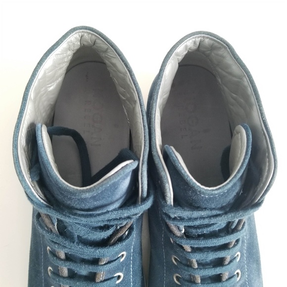 HOGAN REBEL Fashion Sneakers High Top Blue Suede - Picture 8 of 12